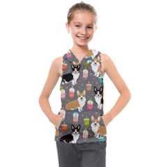 Welsh Corgi Dog Boba Tea Bubble Kawaii Kids  Sleeveless Hoodie by Grandong