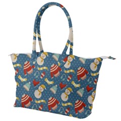 Winter Blue Christmas Snowman Pattern Canvas Shoulder Bag by Grandong