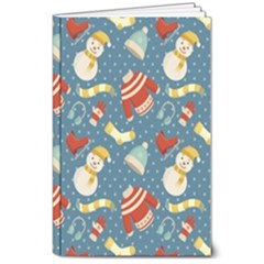 Winter Blue Christmas Snowman Pattern 8  X 10  Softcover Notebook by Grandong