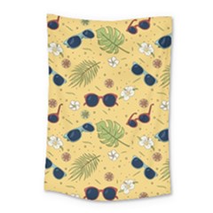 Seamless Pattern Of Sunglasses Tropical Leaves And Flower Small Tapestry by Grandong