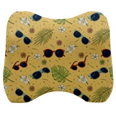 Seamless Pattern Of Sunglasses Tropical Leaves And Flower Velour Head Support Cushion by Grandong