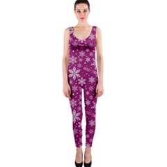 Purple Christmas Pattern One Piece Catsuit by Grandong