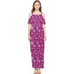 Purple Christmas Pattern Draped Sleeveless Chiffon Jumpsuit by Grandong