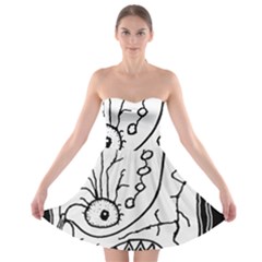 Mutant Monster Head Isolated Drawing Poster Strapless Bra Top Dress by dflcprintsclothing