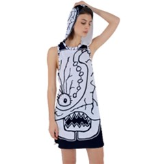 Mutant Monster Head Isolated Drawing Poster Racer Back Hoodie Dress by dflcprintsclothing