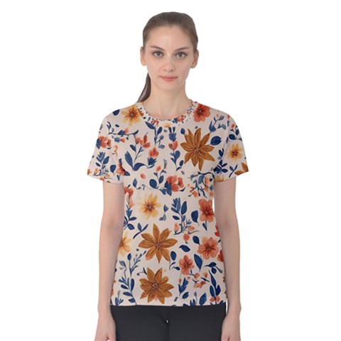 Boho Flowers Seamless Patternn Women s Cotton T-shirt by Jack14