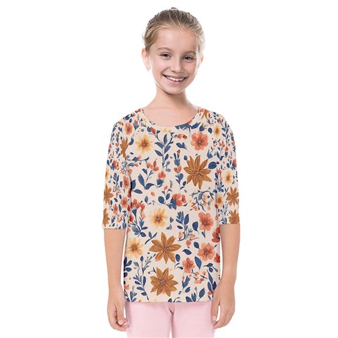 Boho Flowers Seamless Patternn Kids  Quarter Sleeve Raglan T-shirt by Jack14