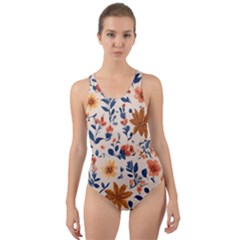 Boho Flowers Seamless Patternn Cut-out Back One Piece Swimsuit by Jack14