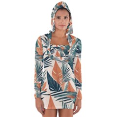 Colorful Tropical Leaf Long Sleeve Hooded T-shirt by Jack14