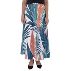 Colorful Tropical Leaf Flared Maxi Skirt by Jack14