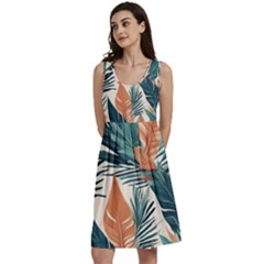 Colorful Tropical Leaf Classic Skater Dress