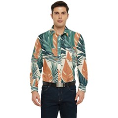 Colorful Tropical Leaf Men s Long Sleeve Pocket Shirt  by Jack14