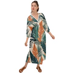 Colorful Tropical Leaf Grecian Style  Maxi Dress by Jack14