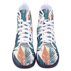 Colorful Tropical Leaf Men s High-top Canvas Sneakers by Jack14