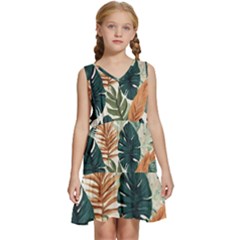 Tropical Leaf Kids  Sleeveless Tiered Mini Dress by Jack14