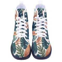 Tropical Leaf Kid s High-top Canvas Sneakers by Jack14