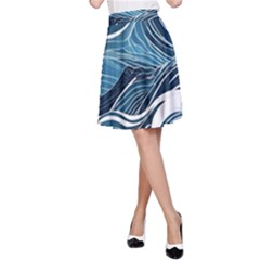 Abstract Blue Ocean Wave A-line Skirt by Jack14