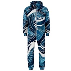 Abstract Blue Ocean Wave Hooded Jumpsuit (men) by Jack14