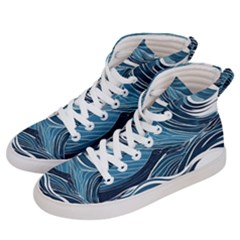 Abstract Blue Ocean Wave Women s Hi-top Skate Sneakers by Jack14