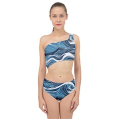 Abstract Blue Ocean Wave Spliced Up Two Piece Swimsuit by Jack14