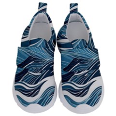 Abstract Blue Ocean Wave Kids  Velcro No Lace Shoes by Jack14