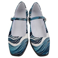 Abstract Blue Ocean Wave Women s Mary Jane Shoes by Jack14