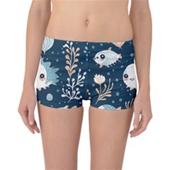 Fish Pattern Reversible Boyleg Bikini Bottoms by Valentinaart