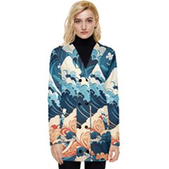 Wave Pattern Button Up Hooded Coat  by Valentinaart