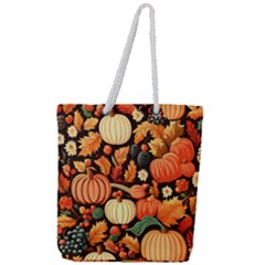 Thanksgiving Pattern Full Print Rope Handle Tote (large) by Valentinaart