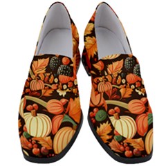 Thanksgiving Pattern Women s Chunky Heel Loafers by Valentinaart