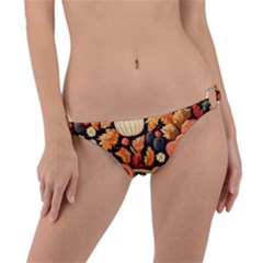 Thanksgiving Pattern Ring Detail Bikini Bottoms