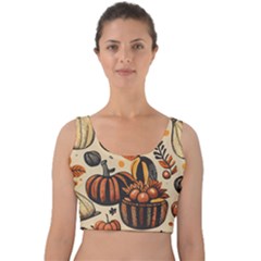 Thanksgiving Pattern Velvet Crop Top by Valentinaart