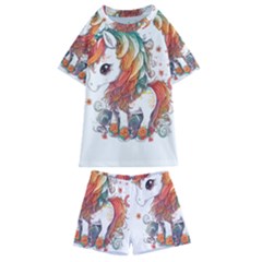 Baby Unicorn T- Shirt Colourful Bay Unicorn T- Shirt Yoga Reflexion Pose T- Shirtyoga Reflexion Pose T- Shirt Kids  Swim T-shirt And Shorts Set by hizuto