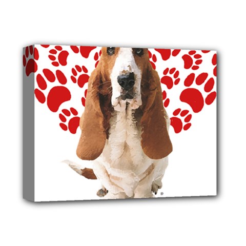 Basset Hound Gift T- Shirt Funny Basset Hound Valentine Heart Paw Basset Hound Dog Lover Valentine C Yoga Reflexion Pose T- Shirtyoga Reflexion Pose T- Shirt Deluxe Canvas 14  X 11  (stretched) by hizuto