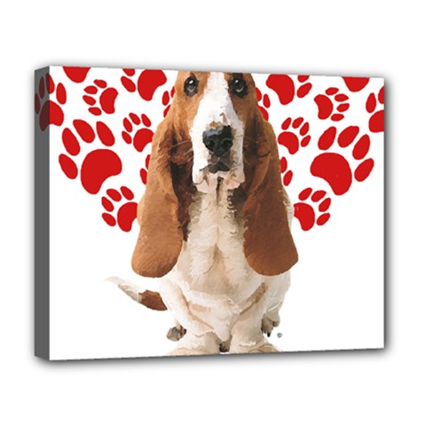 Basset Hound Gift T- Shirt Funny Basset Hound Valentine Heart Paw Basset Hound Dog Lover Valentine C Yoga Reflexion Pose T- Shirtyoga Reflexion Pose T- Shirt Deluxe Canvas 20  x 16  (Stretched)