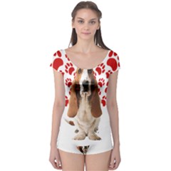 Basset Hound Gift T- Shirt Funny Basset Hound Valentine Heart Paw Basset Hound Dog Lover Valentine C Yoga Reflexion Pose T- Shirtyoga Reflexion Pose T- Shirt Boyleg Leotard 