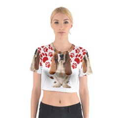 Basset Hound Gift T- Shirt Funny Basset Hound Valentine Heart Paw Basset Hound Dog Lover Valentine C Yoga Reflexion Pose T- Shirtyoga Reflexion Pose T- Shirt Cotton Crop Top