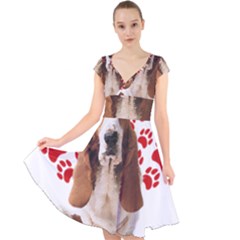 Basset Hound Gift T- Shirt Funny Basset Hound Valentine Heart Paw Basset Hound Dog Lover Valentine C Yoga Reflexion Pose T- Shirtyoga Reflexion Pose T- Shirt Cap Sleeve Front Wrap Midi Dress