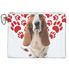 Basset Hound Gift T- Shirt Funny Basset Hound Valentine Heart Paw Basset Hound Dog Lover Valentine C Yoga Reflexion Pose T- Shirtyoga Reflexion Pose T- Shirt Canvas Cosmetic Bag (XXL)