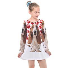 Basset Hound Gift T- Shirt Funny Basset Hound Valentine Heart Paw Basset Hound Dog Lover Valentine C Yoga Reflexion Pose T- Shirtyoga Reflexion Pose T- Shirt Kids  Long Sleeve Dress