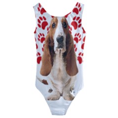 Basset Hound Gift T- Shirt Funny Basset Hound Valentine Heart Paw Basset Hound Dog Lover Valentine C Yoga Reflexion Pose T- Shirtyoga Reflexion Pose T- Shirt Kids  Cut-Out Back One Piece Swimsuit