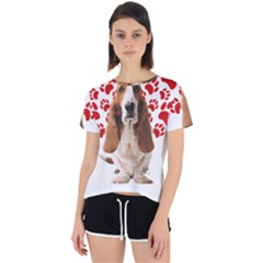 Basset Hound Gift T- Shirt Funny Basset Hound Valentine Heart Paw Basset Hound Dog Lover Valentine C Yoga Reflexion Pose T- Shirtyoga Reflexion Pose T- Shirt Open Back Sport T-Shirt