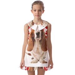 Basset Hound Gift T- Shirt Funny Basset Hound Valentine Heart Paw Basset Hound Dog Lover Valentine C Yoga Reflexion Pose T- Shirtyoga Reflexion Pose T- Shirt Kids  Pilgrim Collar Ruffle Hem Dress