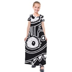 Monstrous Revelation Closeup Kids  Short Sleeve Maxi Dress by dflcprintsclothing