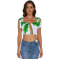 Beach Coconut Tree T- Shirt Beach Coconut Tree T- Shirt Yoga Reflexion Pose T- Shirtyoga Reflexion Pose T- Shirt Short Sleeve Square Neckline Crop Top  by hizuto