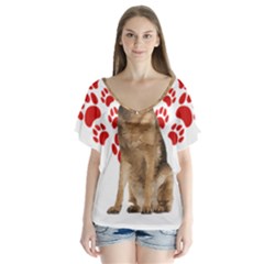 Belgian Malinois Gift T- Shirt Cool Belgian Malinois Valentine Heart Paw Belgian Malinois Dog Lover Yoga Reflexion Pose T- Shirtyoga Reflexion Pose T- Shirt V-neck Flutter Sleeve Top by hizuto