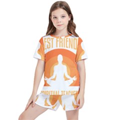 Best Friend T- Shirt Cool Dog Pet Saying T- Shirt Yoga Reflexion Pose T- Shirtyoga Reflexion Pose T- Shirt Kids  T-Shirt And Sports Shorts Set