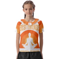 Best Friend T- Shirt Cool Dog Pet Saying T- Shirt Yoga Reflexion Pose T- Shirtyoga Reflexion Pose T- Shirt Kids  Frill Chiffon Blouse