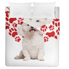 Bichon Frise Gift T- Shirt Cool Bichon Frise Valentine Heart Paw Bichon Frise Dog Lover Valentine Co Yoga Reflexion Pose T- Shirtyoga Reflexion Pose T- Shirt Duvet Cover Double Side (queen Size) by hizuto