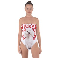 Bichon Frise Gift T- Shirt Cool Bichon Frise Valentine Heart Paw Bichon Frise Dog Lover Valentine Co Yoga Reflexion Pose T- Shirtyoga Reflexion Pose T- Shirt Tie Back One Piece Swimsuit by hizuto